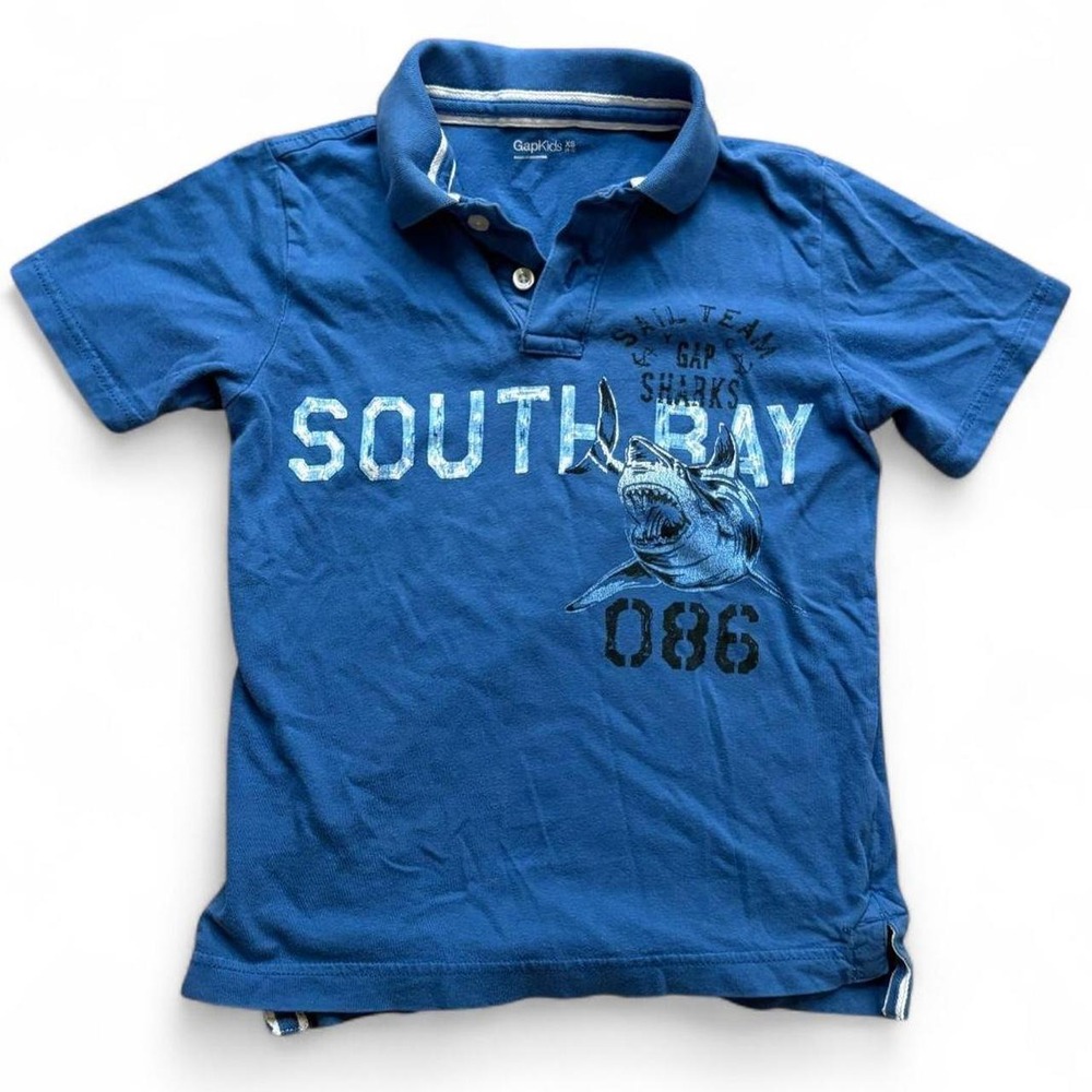 GapKids Blue South Bay Sharks Graphic Polo Shirt Kids XS 4-5